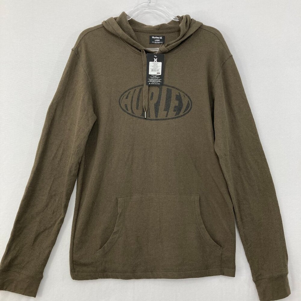 New Hurley size Large Thermal Waffle Knit Skate Surf Long Sleeve Hoodie